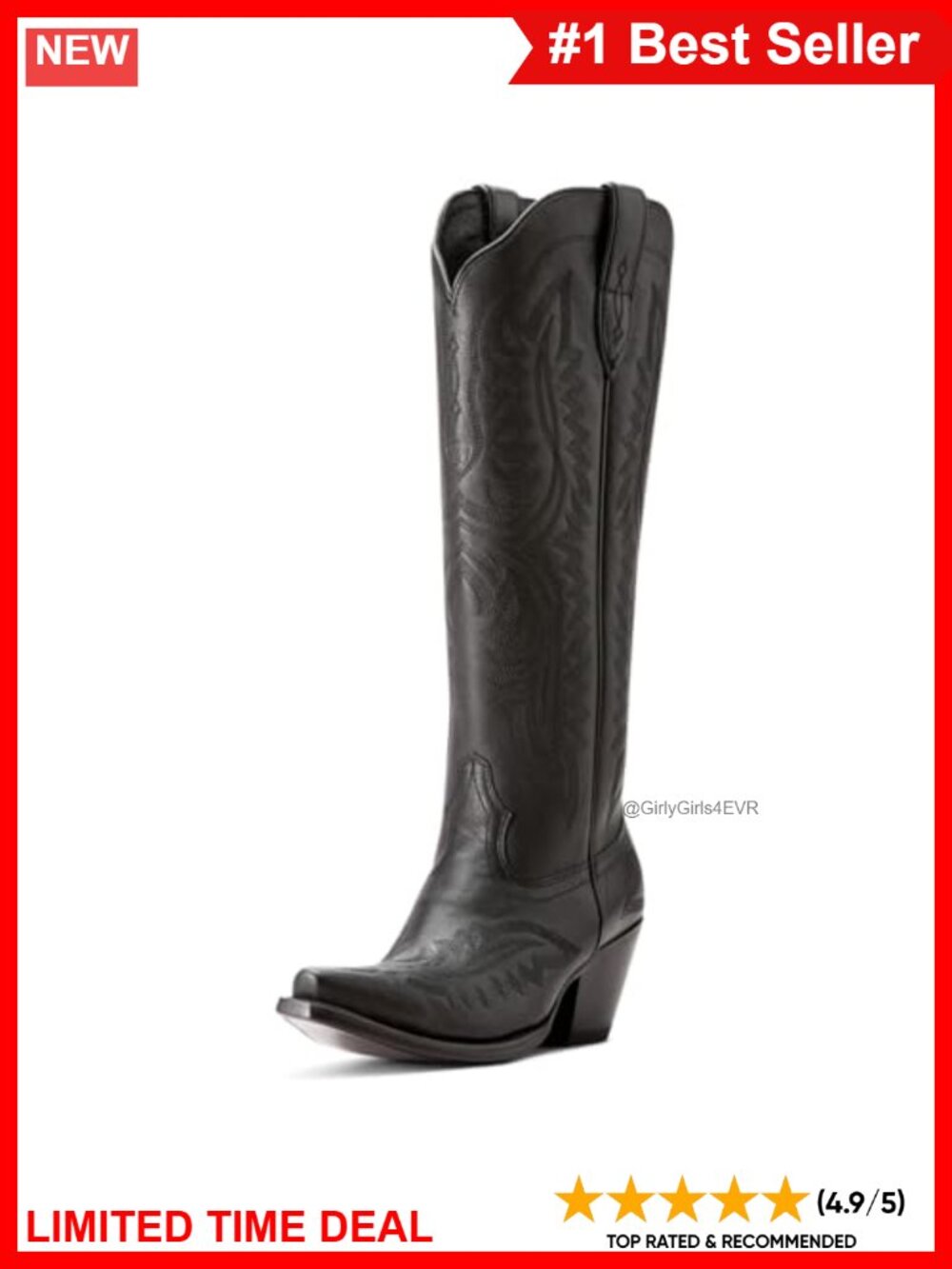 ARIAT Casanova Western Boot Knee-High Full-Grain Leather 16" Shaft 2.5" Block